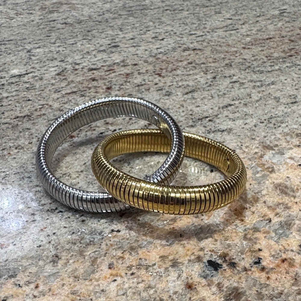 Elegant Silver and Gold Coil Bracelets